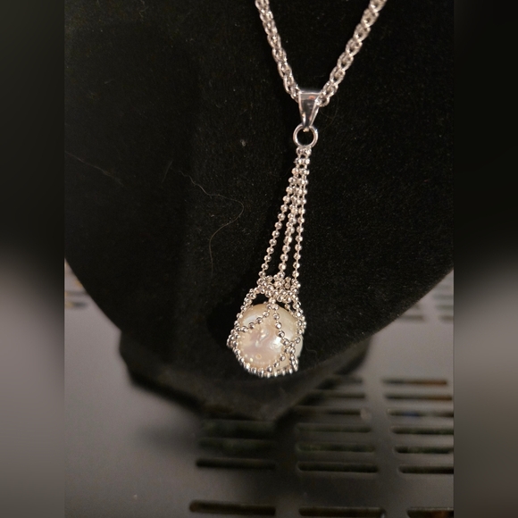 Gorgeous necklace freshwater pearl and silver - Picture 2 of 6